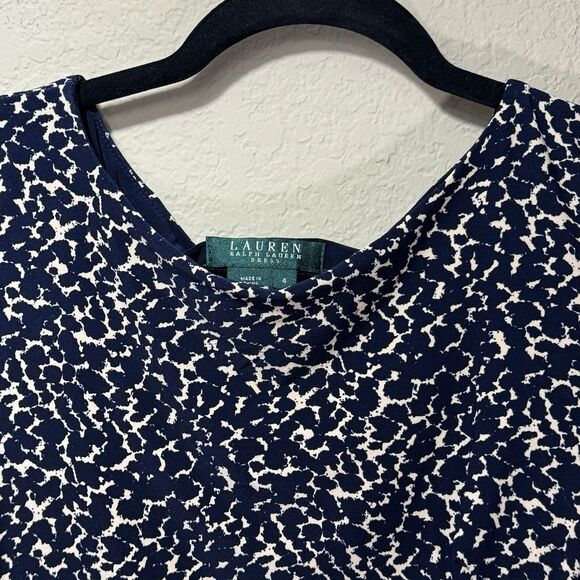 NEW Lauren Ralph Lauren Navy Tan Leopard Sheath Dress Womens 4 LRL Stretch Lined - Picture 6 of 12